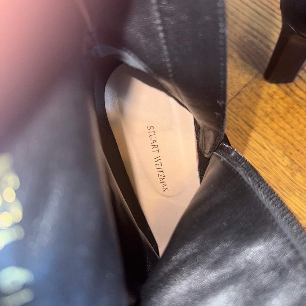 Stuart Weitzman Black Leather Heeled Boots size 10.5 🖤 - Picture 7 of 9